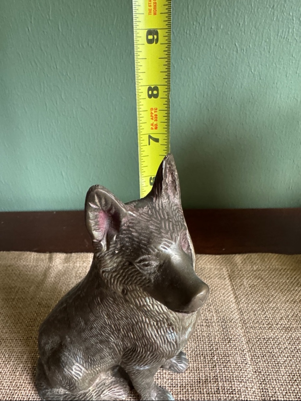 Vintage German Shepherd Dog Figurine Heavy Cast Metal Bronze Finish 7” Decor - Picture 6 of 9